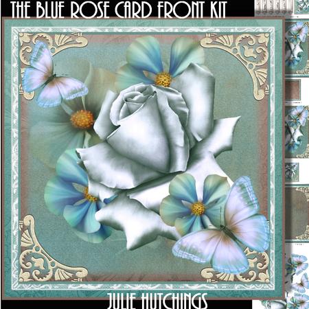 Beautiful Blue Rose Card Front Kit