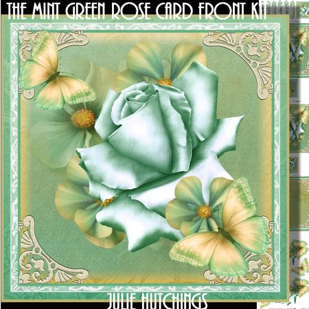 Mint Green Rose Card Front Kit