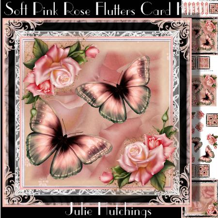 Soft Pink Rose Flutters Card Front Kit