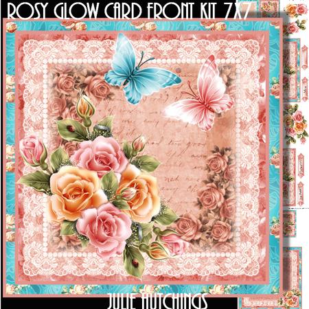 Rosy Glow and Flutters 7x7 Card Front Kit