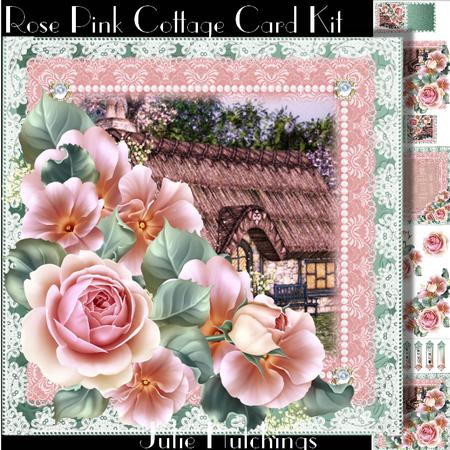 Rose Pink Cottage Card Front Kit
