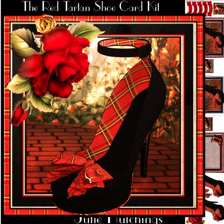 The Red Tartan Shoe Card Front Kit
