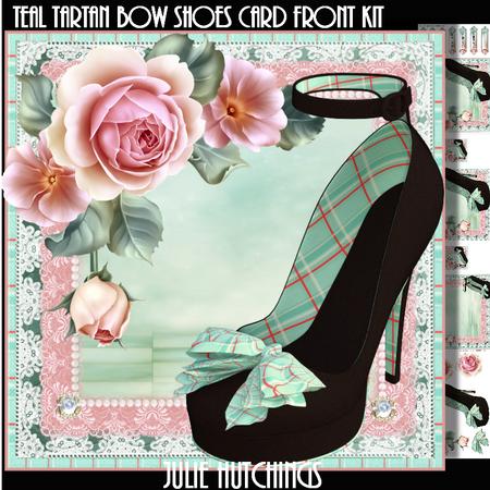 The Teal Tartan Bow Shoes Card Front Kit