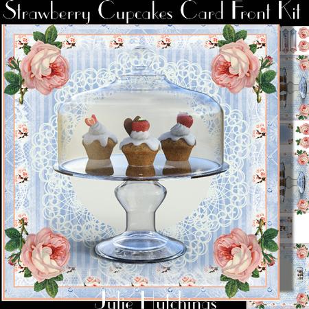 Strawberry Cupcakes Card Front Kit