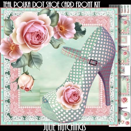 The Teal Polka Dot Shoes Card Front Kit