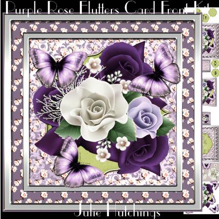 Beautiful Purple Rose Flutters Card Front Kit