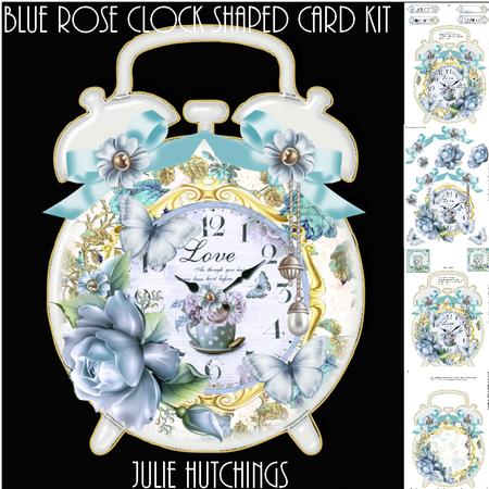 Blue Rose Clock Shaped Card Kit