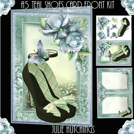 A5 the Teal Rose Shoes Card Front Kit