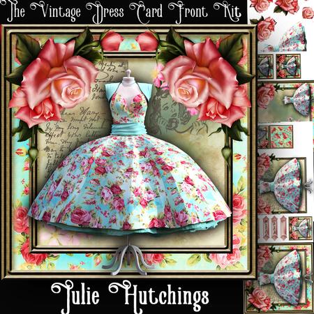 The Beautiful Vintage Floral Dress Card Front Kit