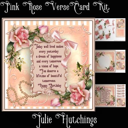Beautiful Pink Rose Verses Card Kit