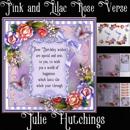 Pink and Lilac Rose Verse Card Front Kit