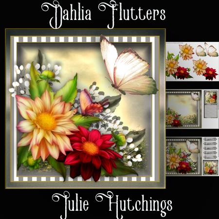 Dahlia Flutters Card Front Kit