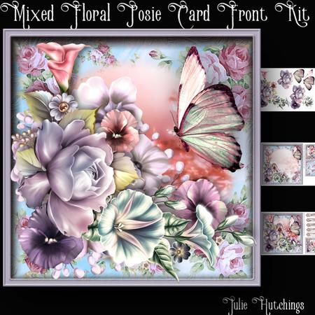 Mixed Floral Posie Card Front Kit