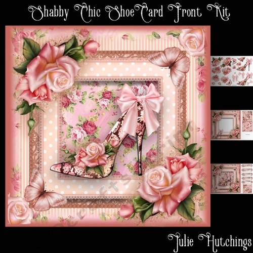 The Shabby Chic Rose Shoe Card Front Kit