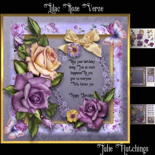 Lilac Rose Verse Card Front Kit