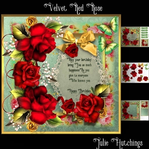 Velvet Red Rose Card Front Kit