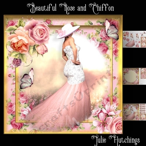 Beautiful Roses and Chiffon Card Front Kit