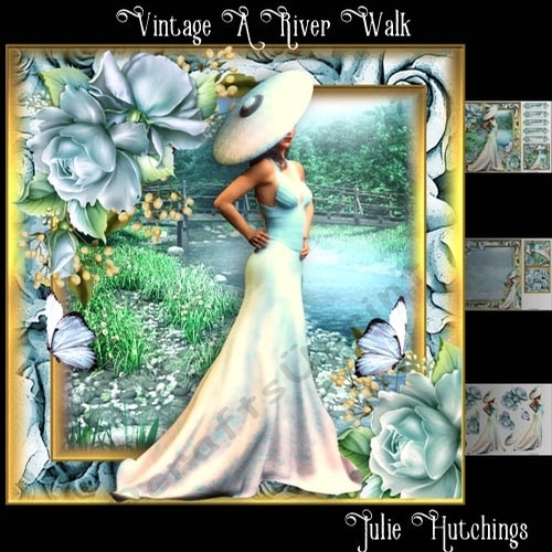 Vintage River Stroll Card Front Kit