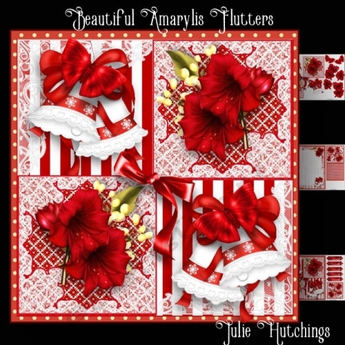 Beautiful Amaryllis Flutters Card Front Kit