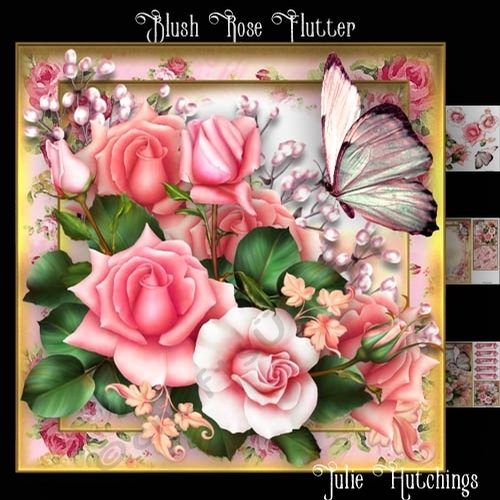 Gorgeous Blush Rose Flutter Card Front Kit
