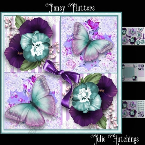 Beautiful Pansy Flutters Card Front Kit