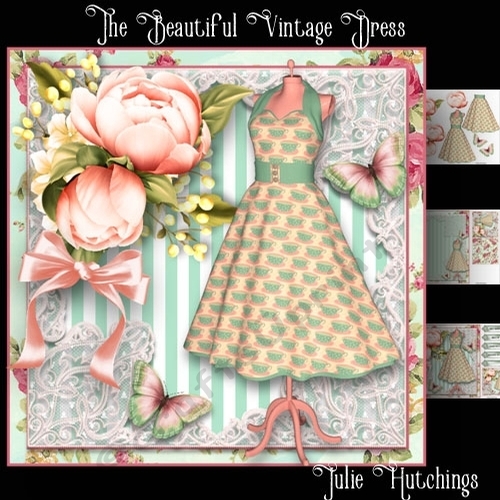 The Beautiful Vintage Dress Card Front Kit