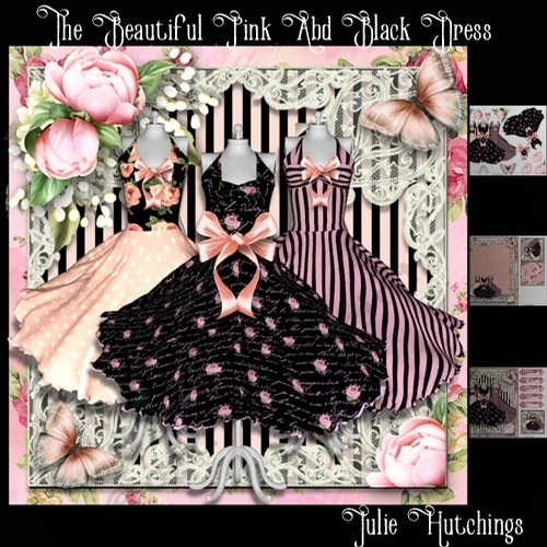 The Beautiful Pink And Black Dresses Card Front Kit