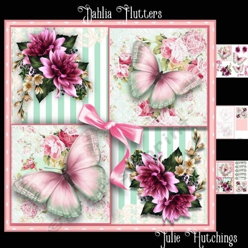 Dahlia Flutters Card Front Kit