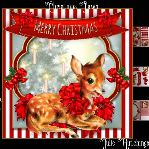 The Christmas Fawn card front kit