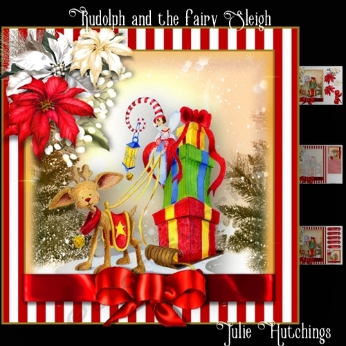 Rudolph And The Fairy Sleigh card Front Kit