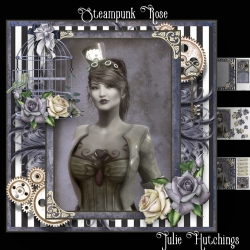 Steampunk Rose Card Front Kit
