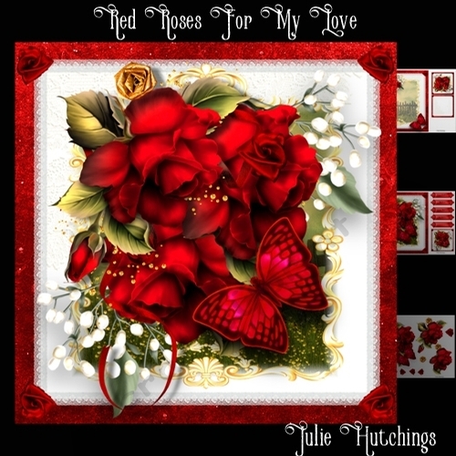 Red Rose For My Love Card Front Kit