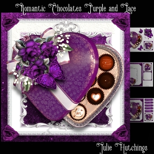 Romantic Chocolates Purple Lace Card Front Kit