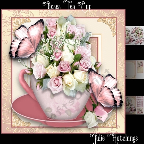 The Rose Teacup Card Front Kit