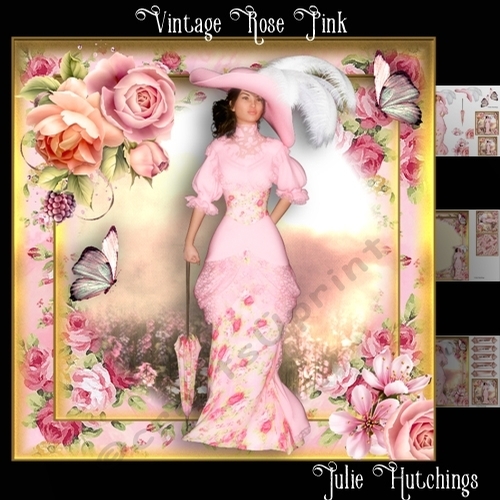 Vintage Rose Pink Card Front Kit