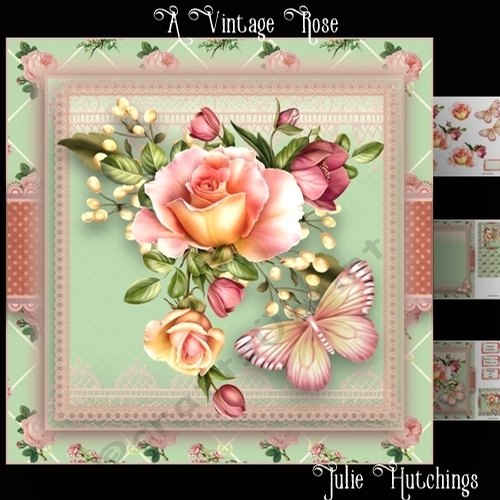 A Vintage Rose Card Front Kit