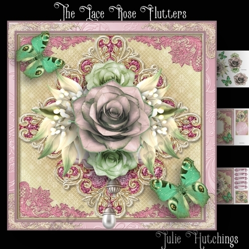 Lace And Rose Flutters Card Front Kit