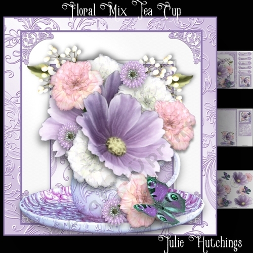 The Mixed Floral Teacup Card Front Kit