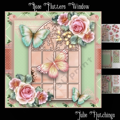 Rose Flutters Window Card Front Kit