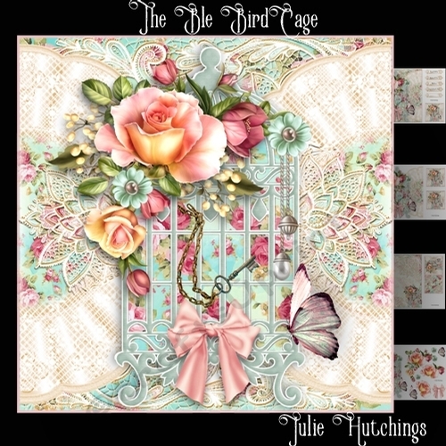 The Shabby Chic Blue Birdcage Card Front Kit