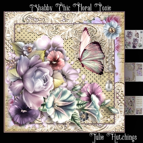The Shabby Chic Floral Posie Card Front Kit
