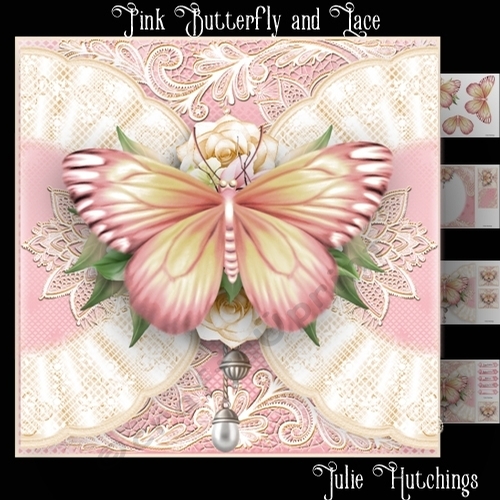 The Pink Butterfly And Lace Card Front Kit
