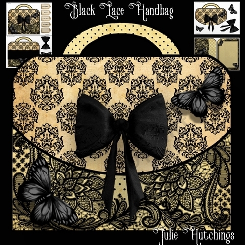 Black Lace Handbag Shaped Card Kit