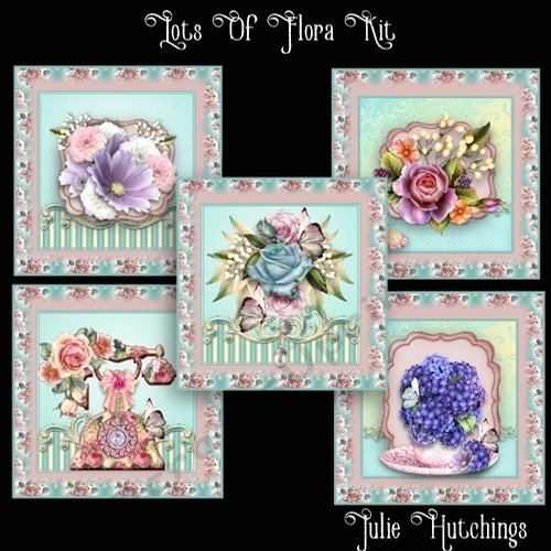 Lots Of Floral 5 Toppers with decoupage kit