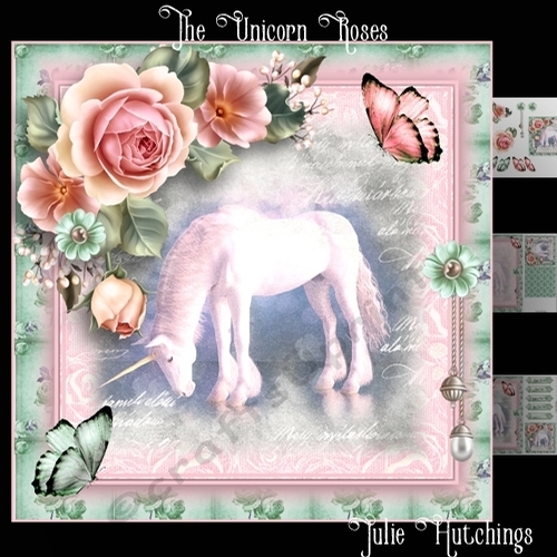 The Unicorn Roses Card Front Kit