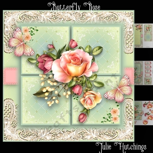 Butterfly Roses Card Front kit