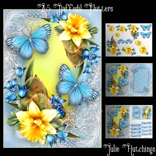 A5 Daffodil Flutters Card Front Kit
