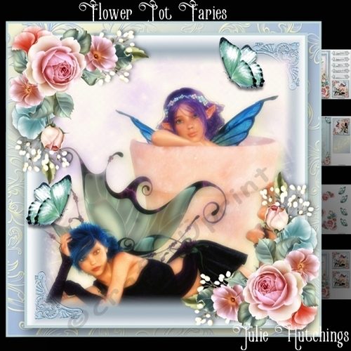 The Flower Pot Faries 8x8 card front kit