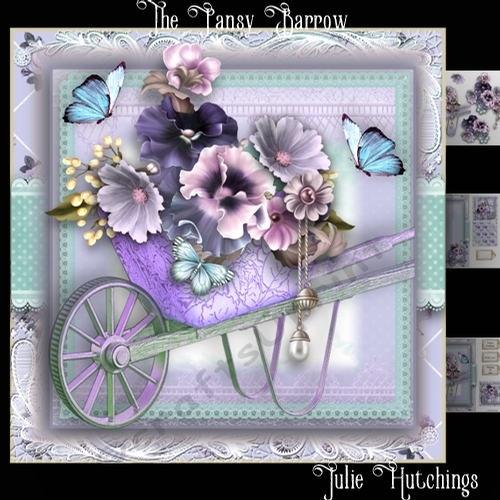 Beautiful Pansy Barrow Card Front Kit