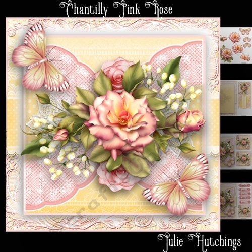 Chantilly Pink Rose Card Front Kit
